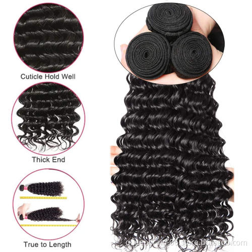 Wholesale Brazilian Hair Deep Wave Bundles Natural Color Human Hair Weaves Bundles Unprocessed Deep Wave Hair Extensions